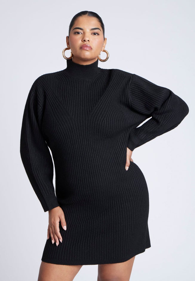 Turtleneck Mini Sweater Dress image number 1