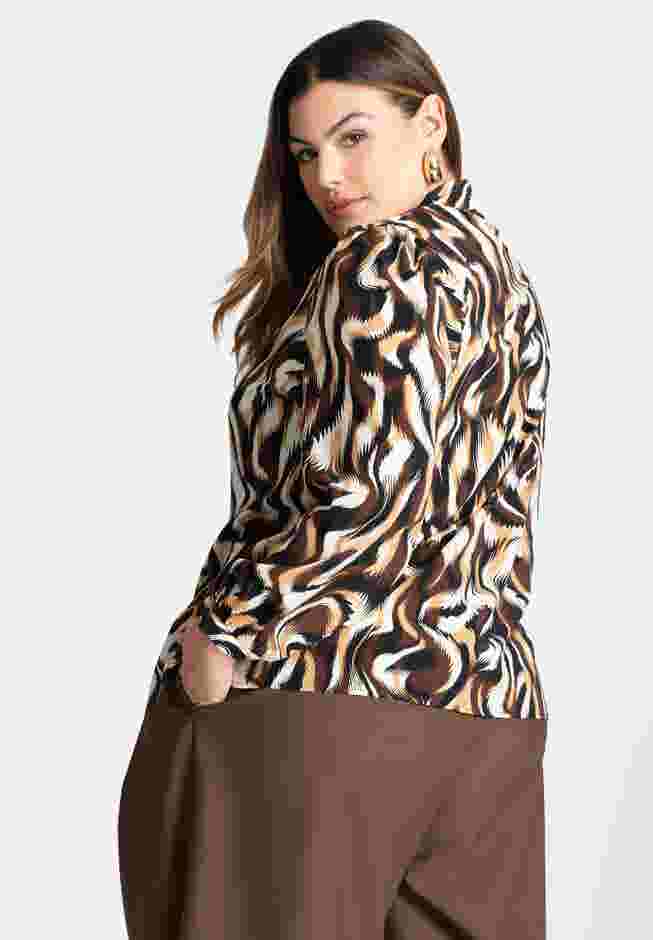 Printed Tie Neck Blouse image number 1