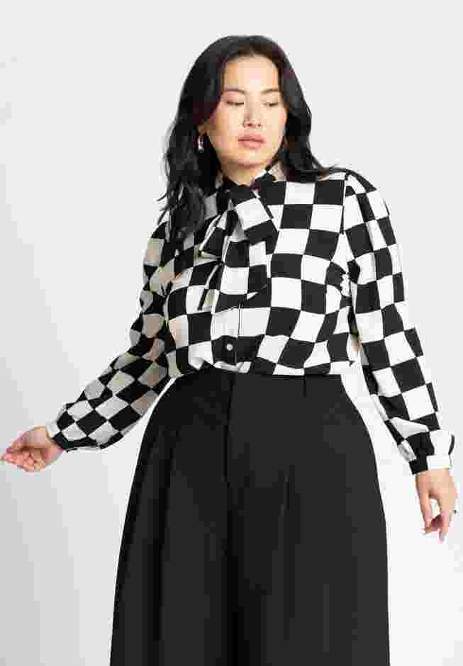 Printed Tie Neck Blouse image number 2