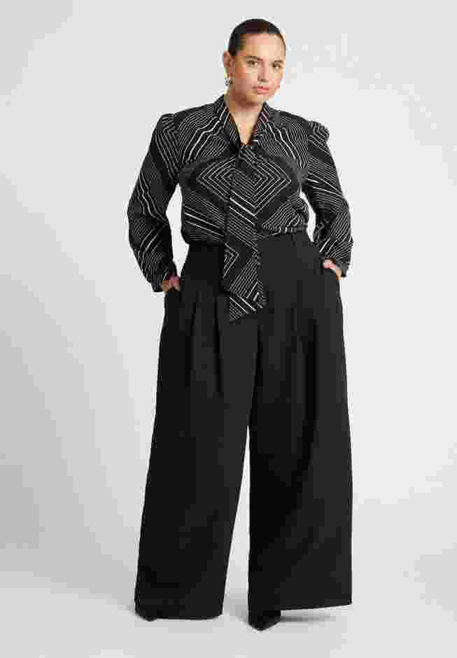 Printed Tie Neck Blouse image number 4