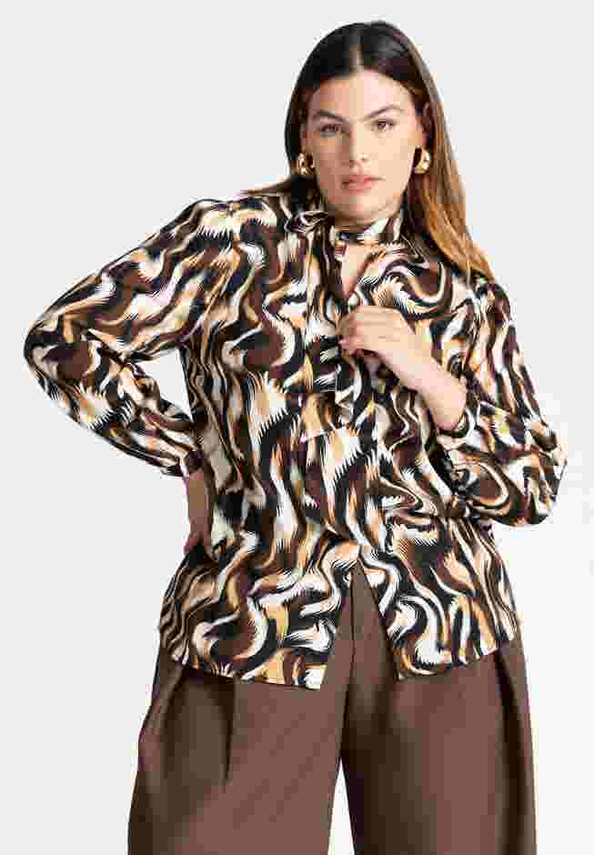 Printed Tie Neck Blouse image number 0