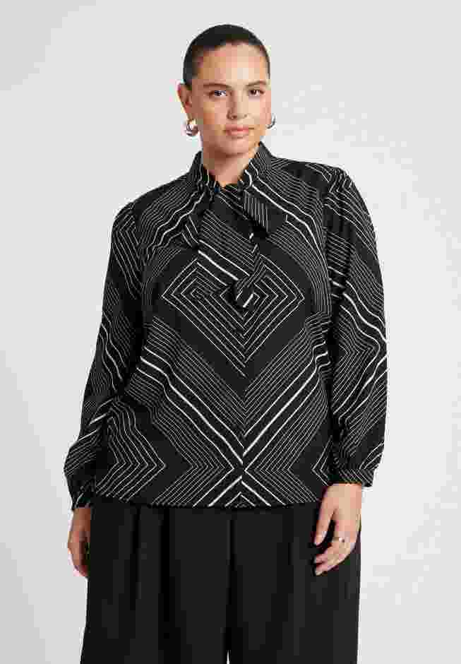 Printed Tie Neck Blouse image number 0