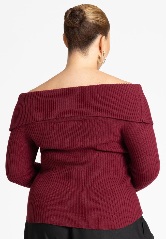 Ribbed Off The Shoulder Sweater image number 1