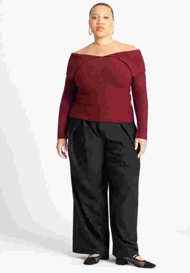 Ribbed Off The Shoulder Sweater image number 2