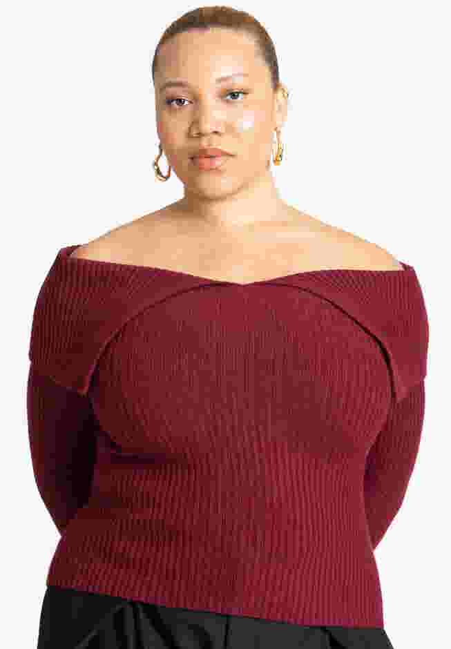 Ribbed Off The Shoulder Sweater image number 0