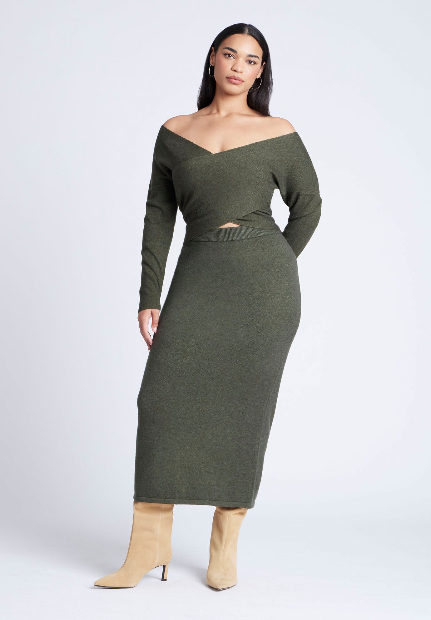 Wrap Front Cropped Sweater image number 2