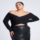 Wrap Front Cropped Sweater image number null