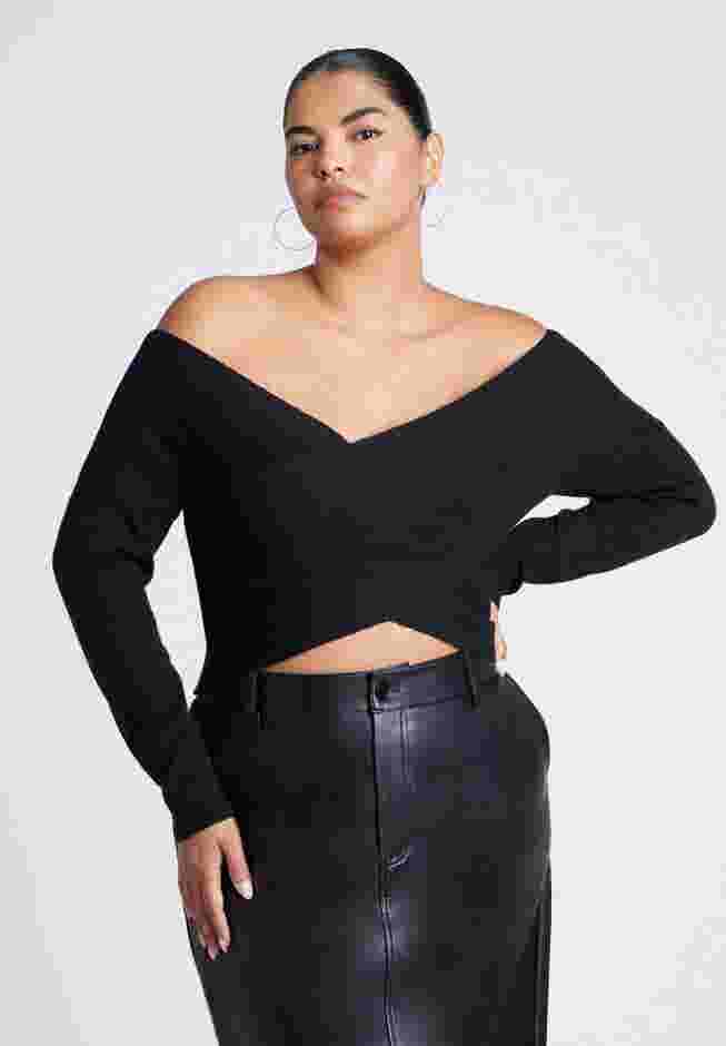 Wrap Front Cropped Sweater image number 2