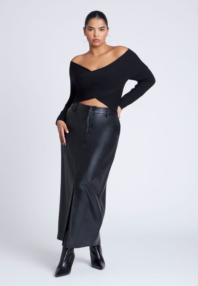 Wrap Front Cropped Sweater image number 3