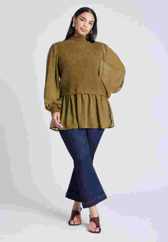 Twofer Sweater With Chiffon image number 2