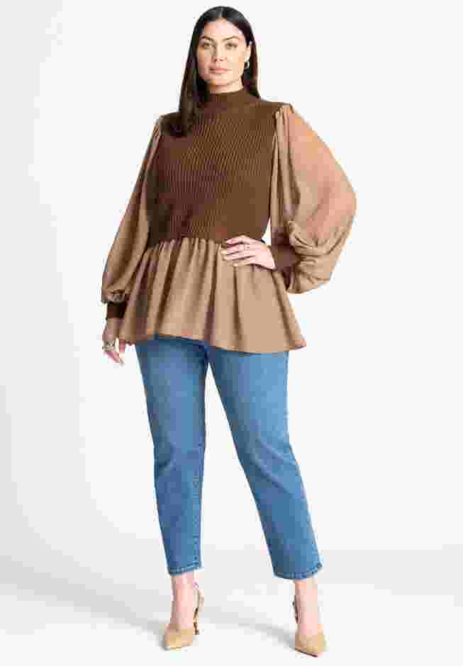 Twofer Sweater With Chiffon image number 2