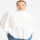 Twofer Sweater With Chiffon image number null