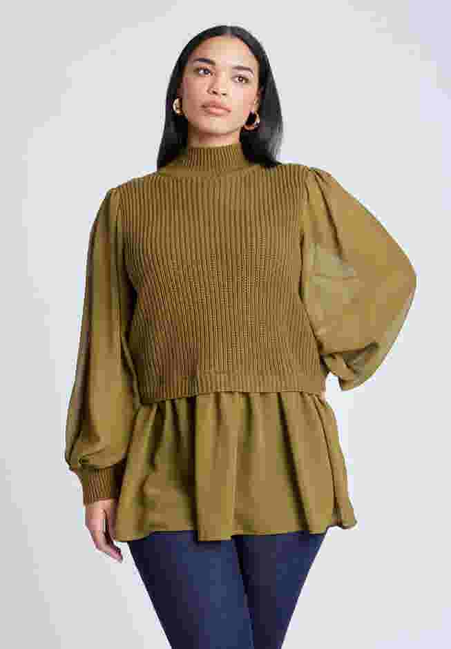 Twofer Sweater With Chiffon image number 0