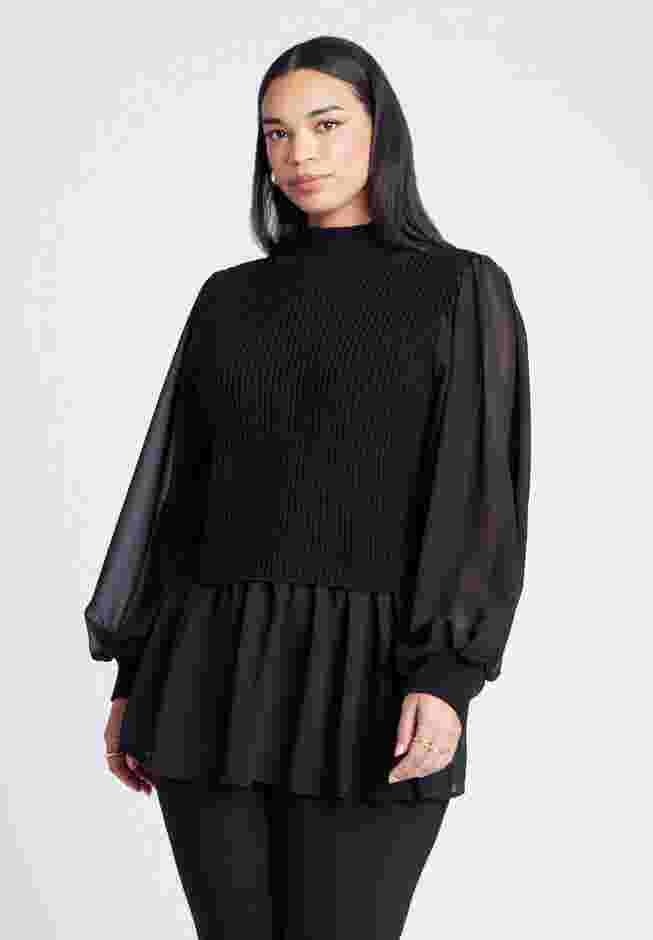 Twofer Sweater With Chiffon image number 0