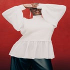 Twofer Sweater With Chiffon image number null