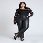 Sheer Stripe Sweater With Shoulder Pad image number null