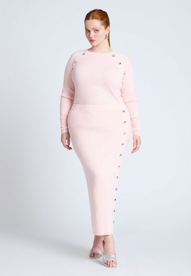 Button Detail Ribbed Sweater image number null