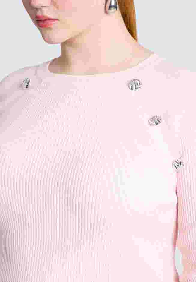 Button Detail Ribbed Sweater image number 3