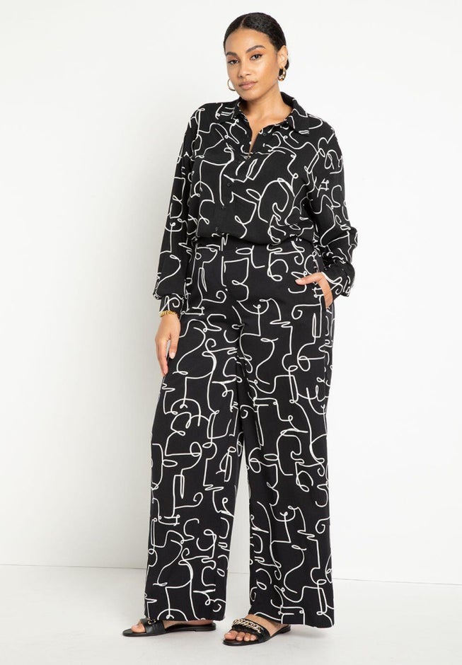Printed Wide Leg Pant image number null