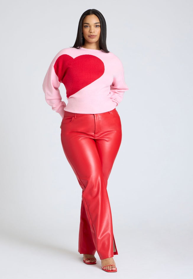 Slit Hem Faux Leather Pant image number 1