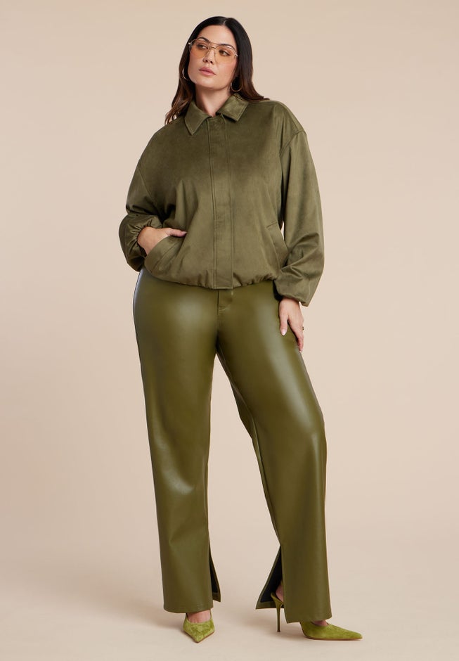 Slit Hem Faux Leather Pant image number 2