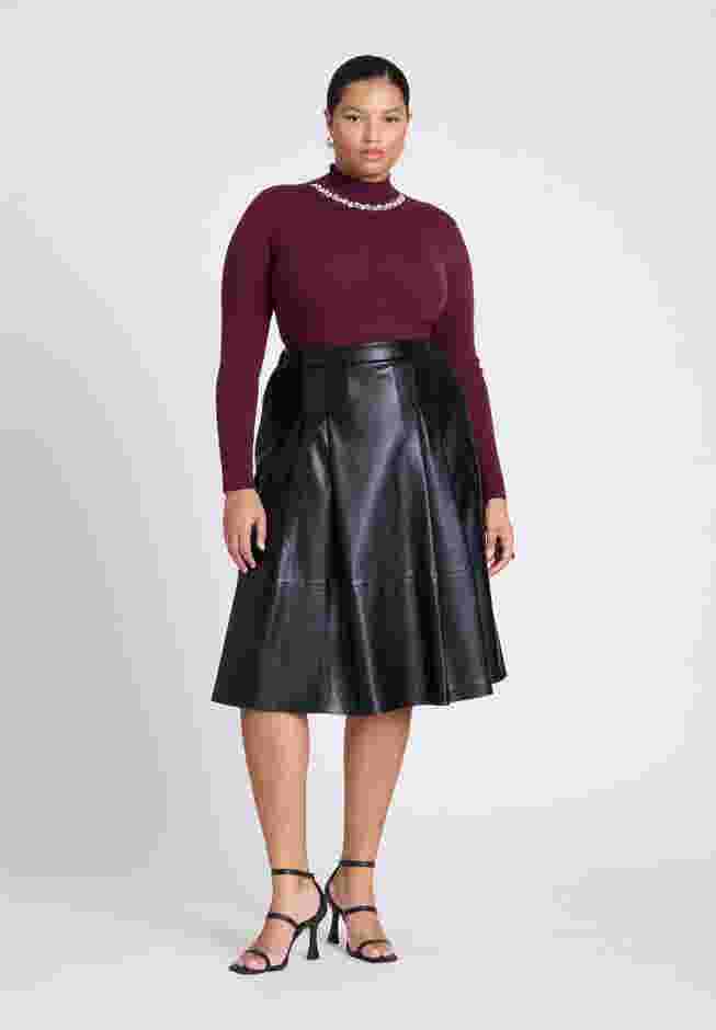Faux Leather Full Midi Skirt image number 3