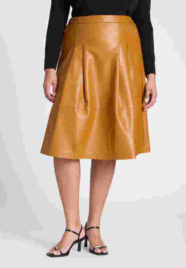 Faux Leather Full Midi Skirt image number 1