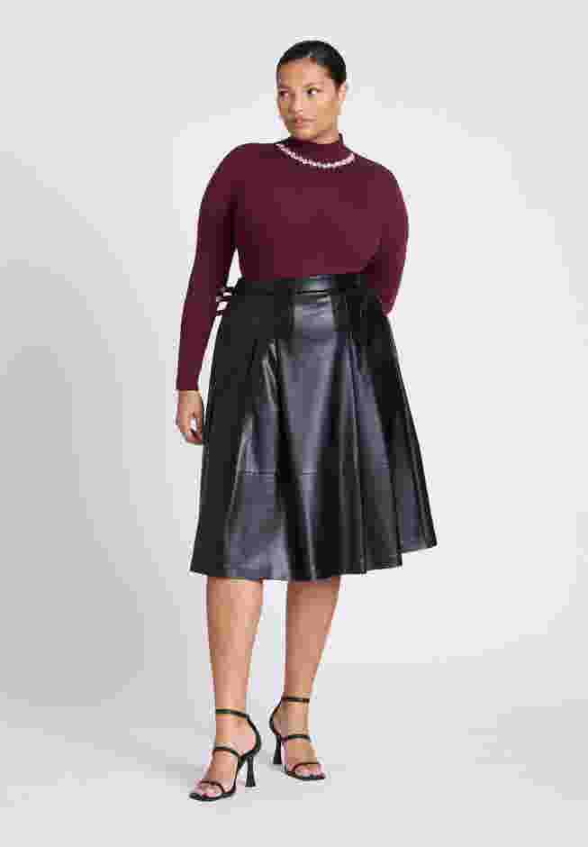 Faux Leather Full Midi Skirt image number 0