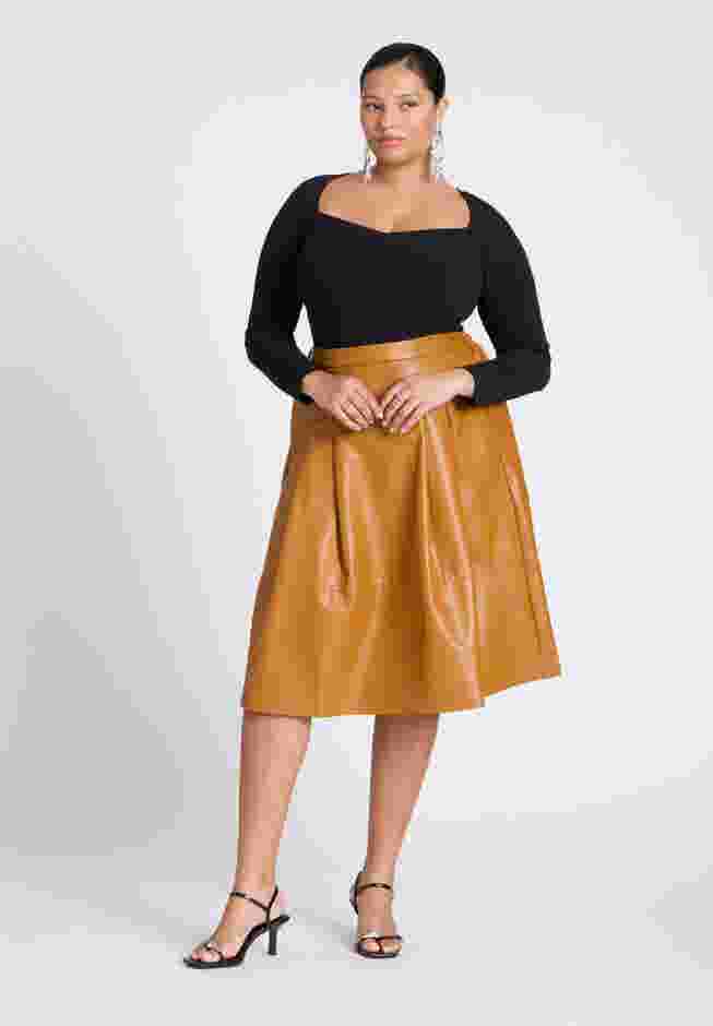 Faux Leather Full Midi Skirt image number 0