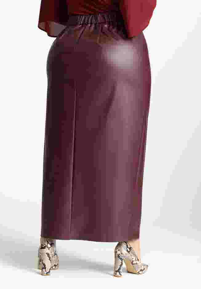 Faux Leather Column Skirt With Slit image number 2