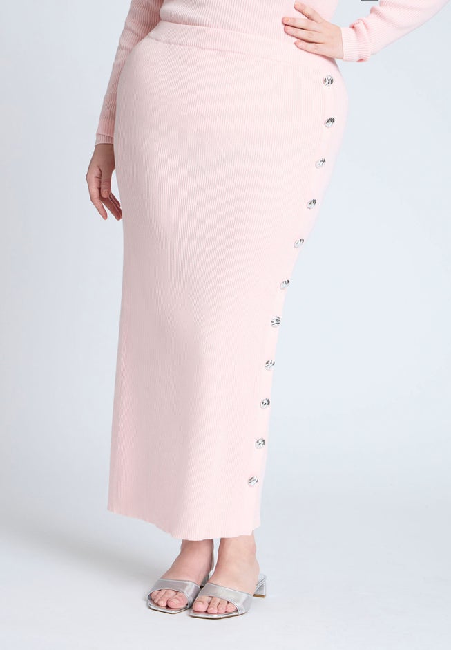 Maxi Sweater Skirt With Button Down Placket image number null