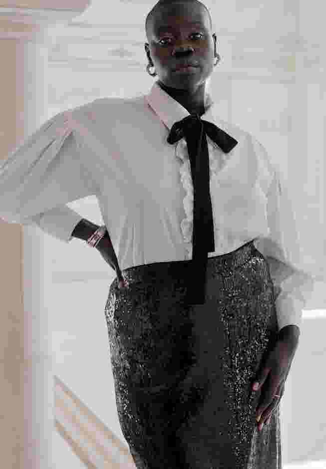 Sequin Shimmer Maxi Skirt With Slit image number 4