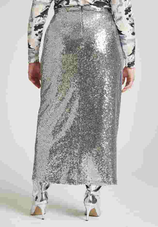 Sequin Shimmer Maxi Skirt With Slit image number 5