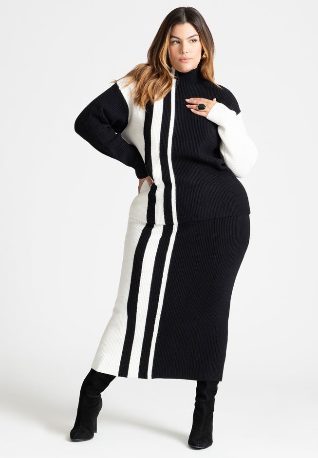 Vertical Stripe Colorblock Sweater image number 3