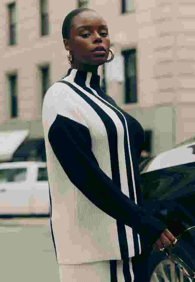 Vertical Stripe Colorblock Sweater image number 0