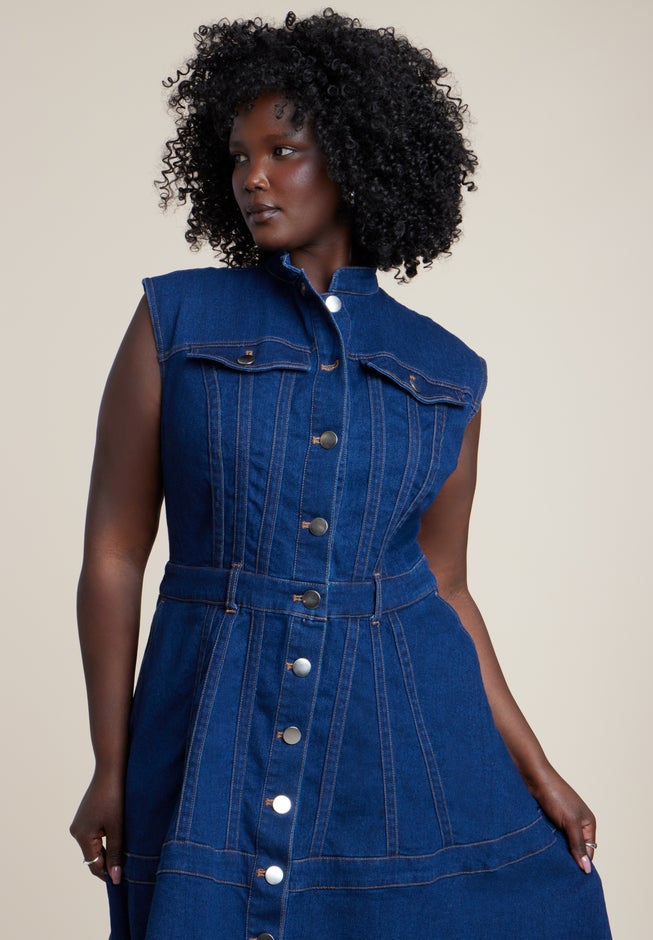 Fit & Flare Denim Dress image number 2