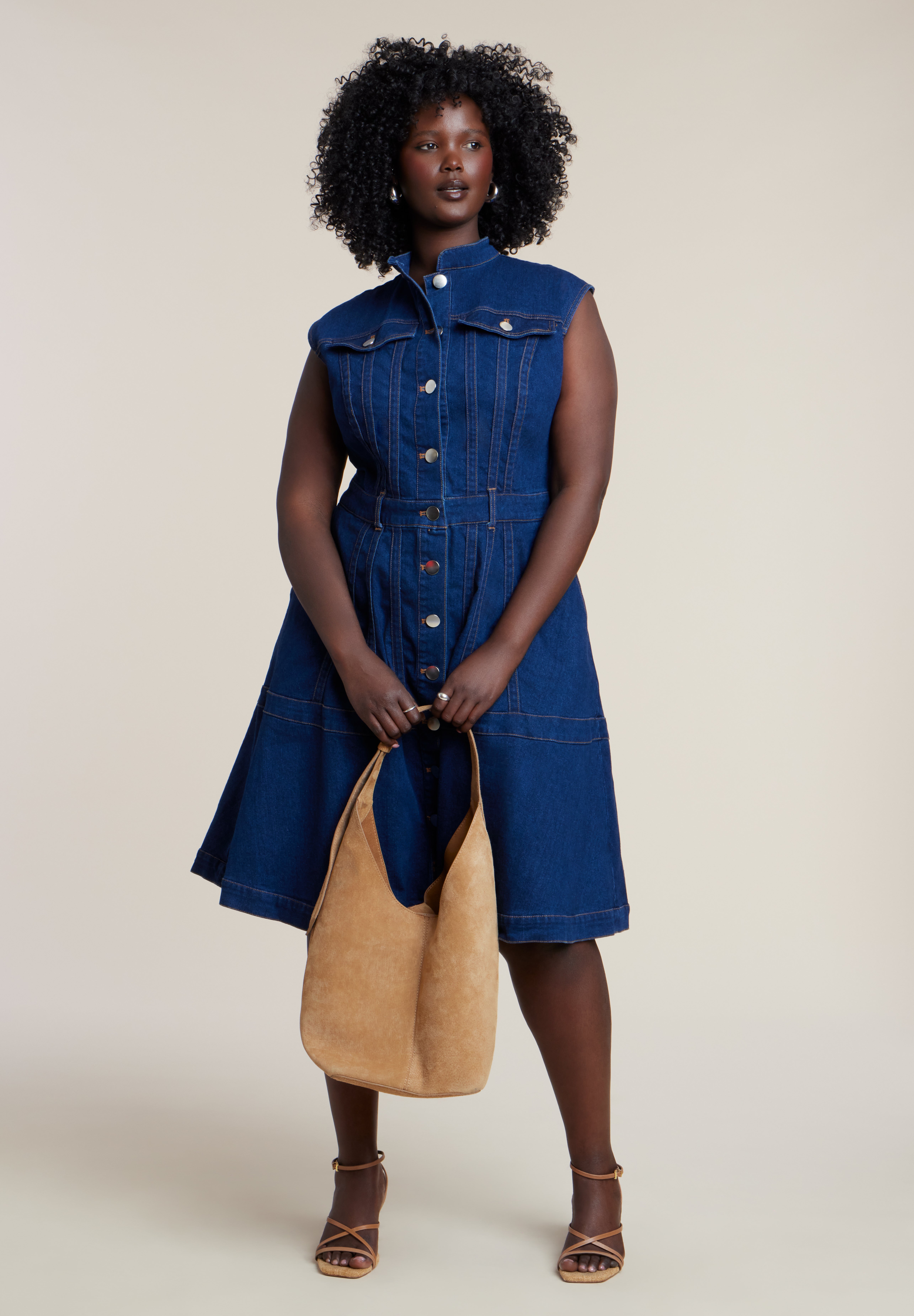 Fit & Flare Denim Dress image number 3