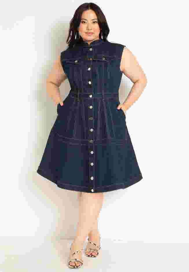 Fit & Flare Denim Dress image number 0