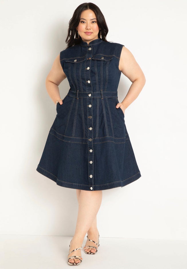 Fit & Flare Denim Dress image number 0