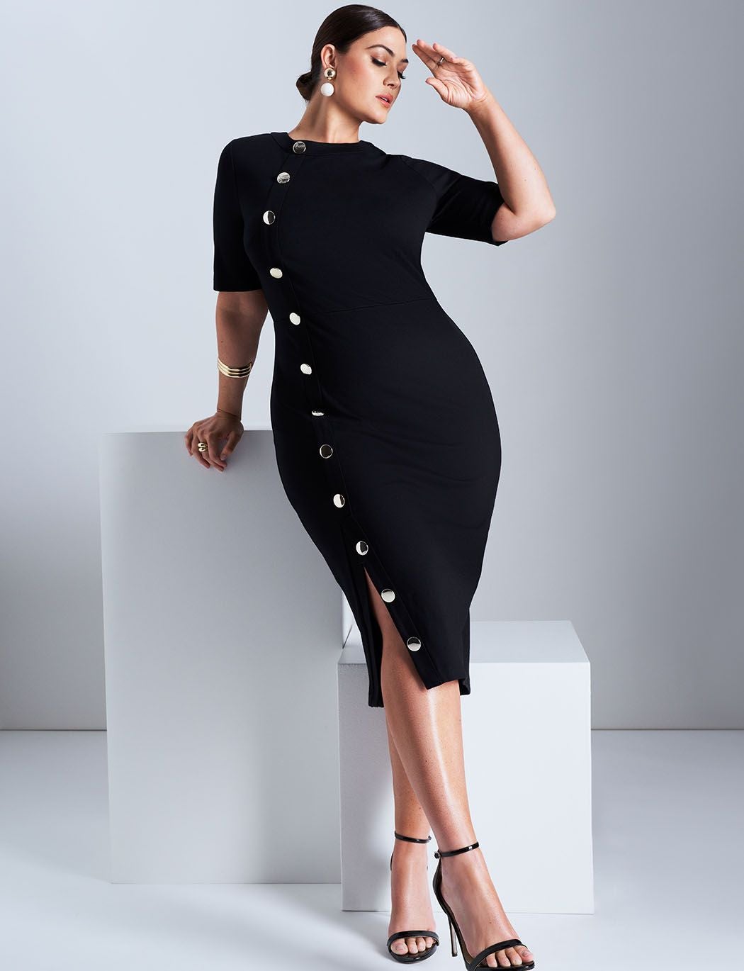 オールインワン・サロペット Joseph Dania Midi Dress With Button Placket And Side Slits JOSEPH Dania Button-Down Midi Dress in BLACK | endource