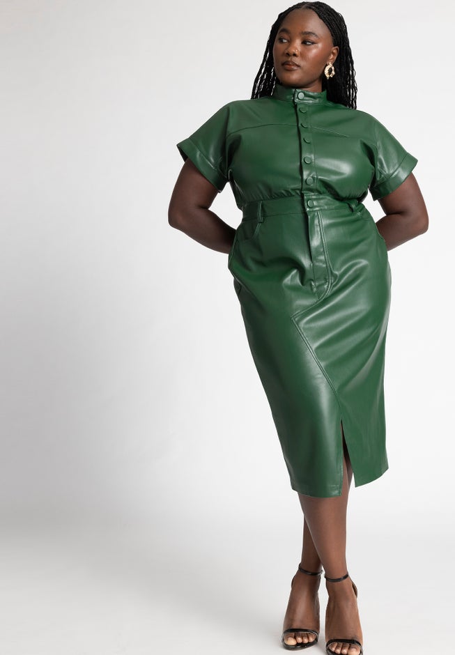 Faux Leather Midi Dress image number 3