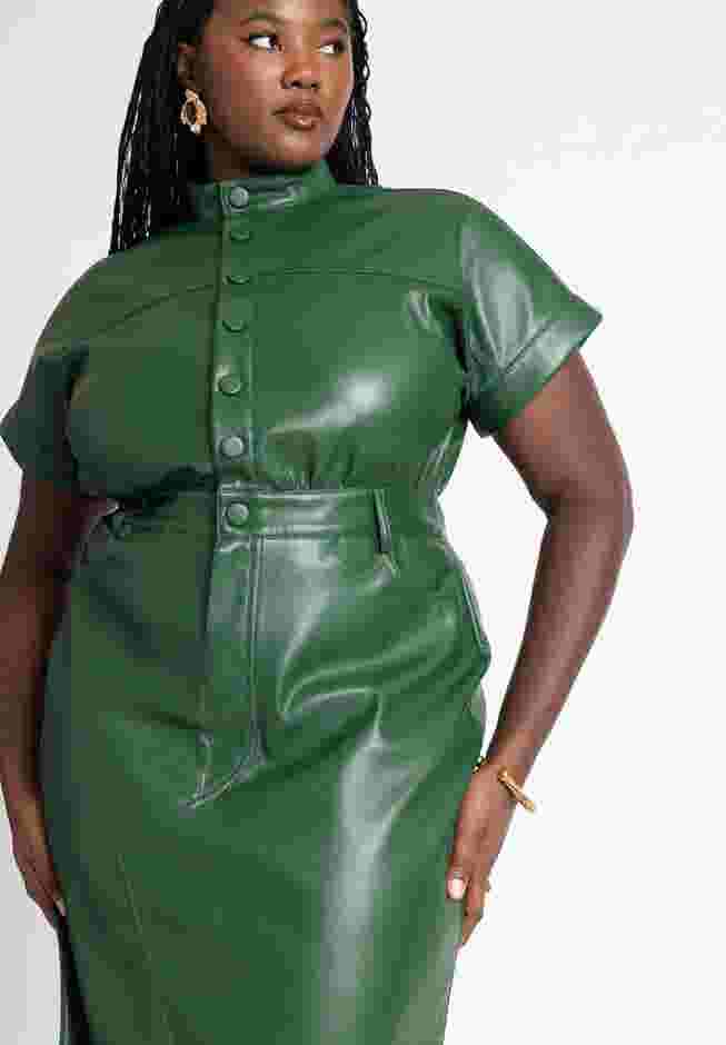 Faux Leather Midi Dress image number 4