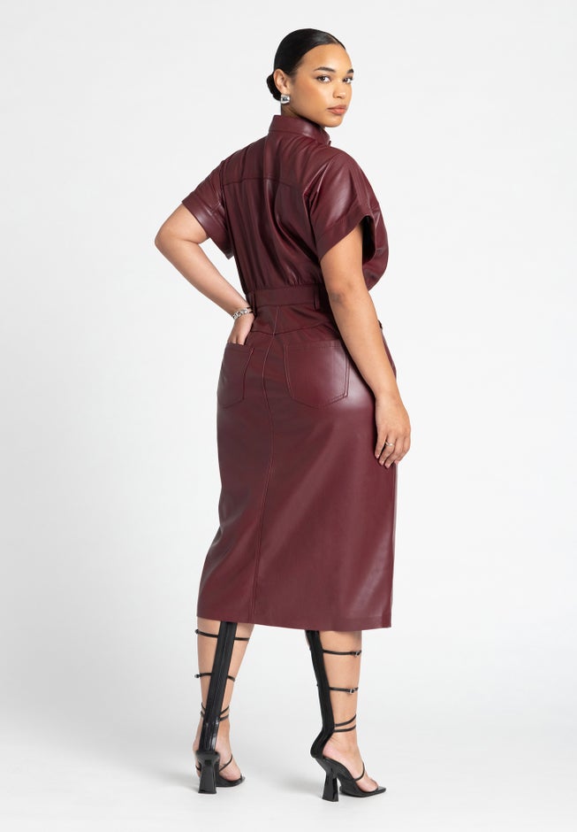 Faux Leather Midi Dress image number 1