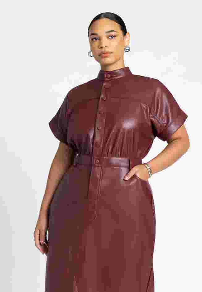 Faux Leather Midi Dress image number 2