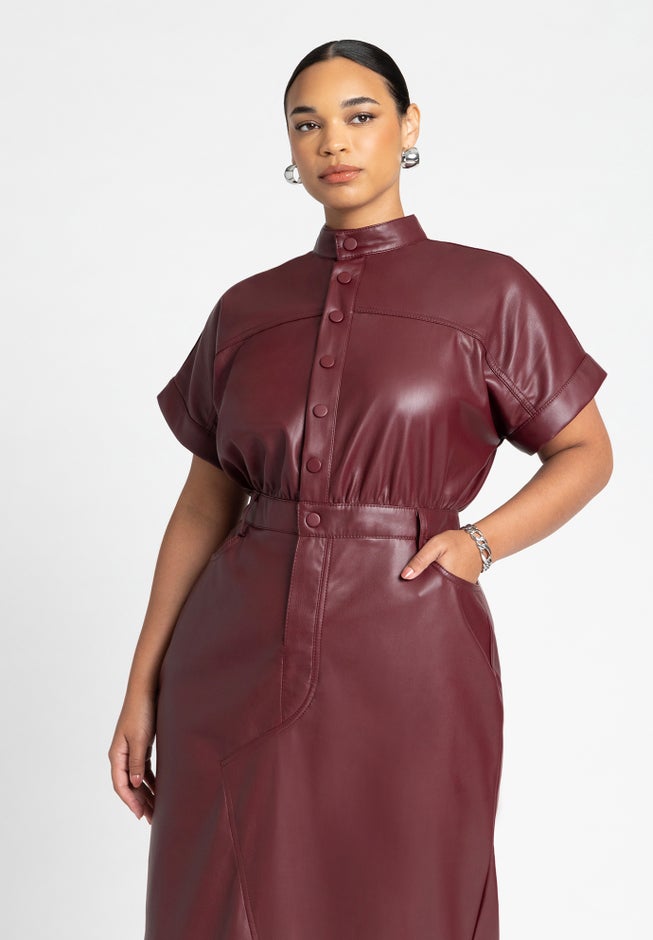 Faux Leather Midi Dress image number 2