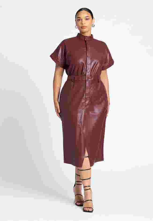 Faux Leather Midi Dress image number 0
