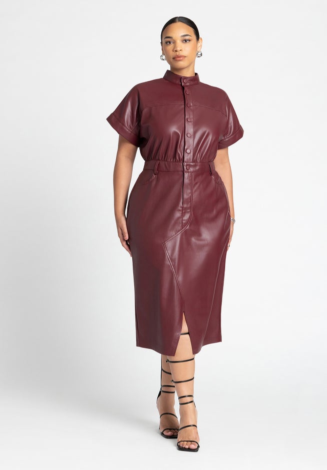 Faux Leather Midi Dress image number 0