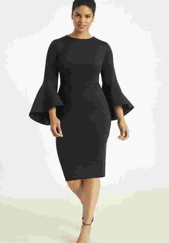 Flare Sleeve Scuba Dress image number 0
