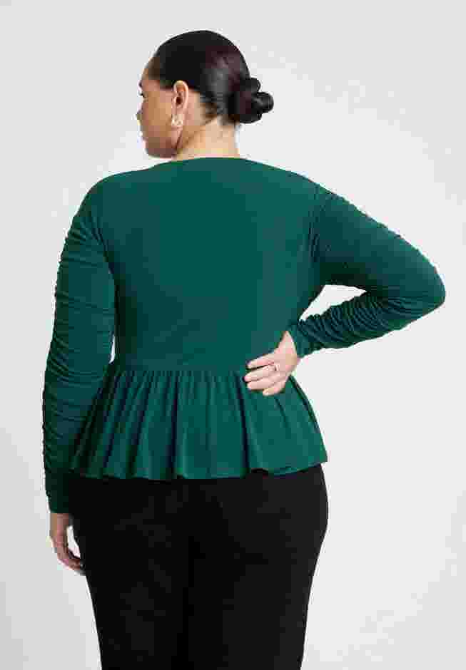 Shirred Peplum Top image number 1