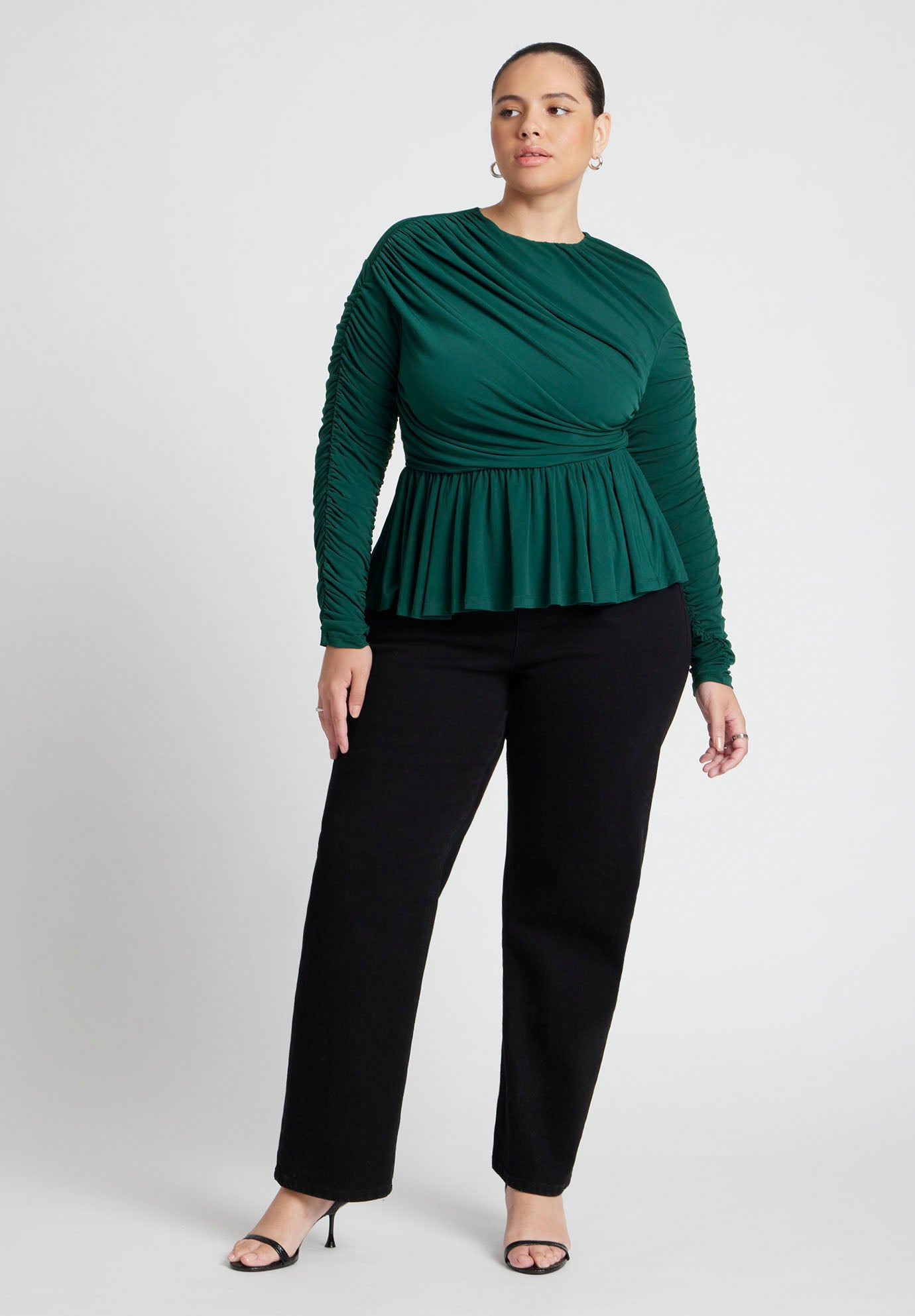 Shirred Peplum Top image number 2